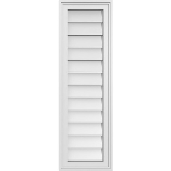 Ekena Millwork Vertical Surface Mount PVC Gable Vnt: Non-Functional, w/2"W x 1-1/2"H, Brickmould Frame, 12"W x 38"H GVPVE12X3802SN - main
